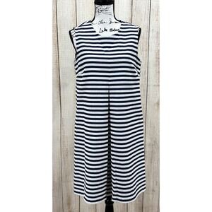 J. McLaughlin Striped Front Shift Dress Sz Medium Navy White Classic Sleeveless
